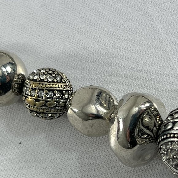 Chicos Silver Tone Beaded Necklace Rhinestones 22" Adjustable - Picture 8 of 11